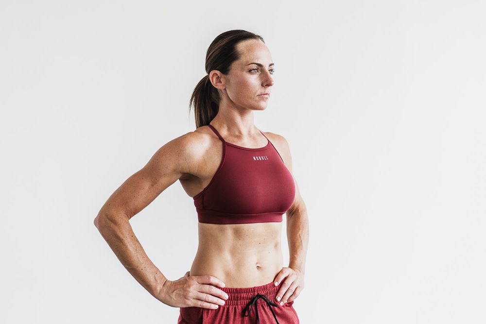 NOBULL Women's High-Neck Sports Bras - Wine - Ireland (5792PQWMA)